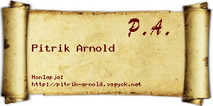 Pitrik Arnold névjegykártya